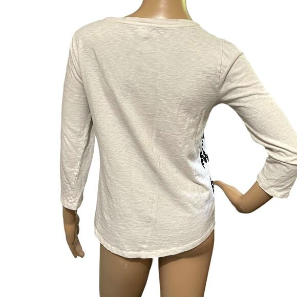 J. Crew Womens Embroidered Floral Peasant Top Cream 3/4 Sleeves Crewneck Small - Picture 6 of 10